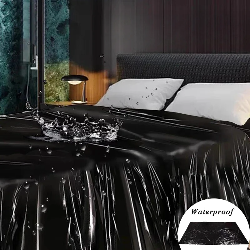 Waterproof NewCouple Game Waterproof Bed Sexy Sheet  PU Bed Sheet Oil Resistant SPA Mattress Black PVC Thick Bed Plastic Leather