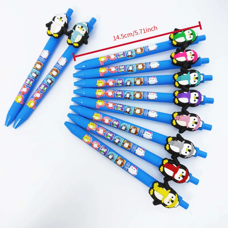 12 قطعة/24 قطعة الملونة البطريق موضوع الصحافة القلم البطريق نمط الصحافة القلم الحيوان متحمس هدية القلم