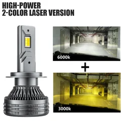 H7 LED Bicolor Headlight Bulb H4 H1 H7 HB2 H11 H8 H9 9006/HB4 9005/HB3 Car Fog Lamp 3000K+6000K Yellow + White 90W Car Light