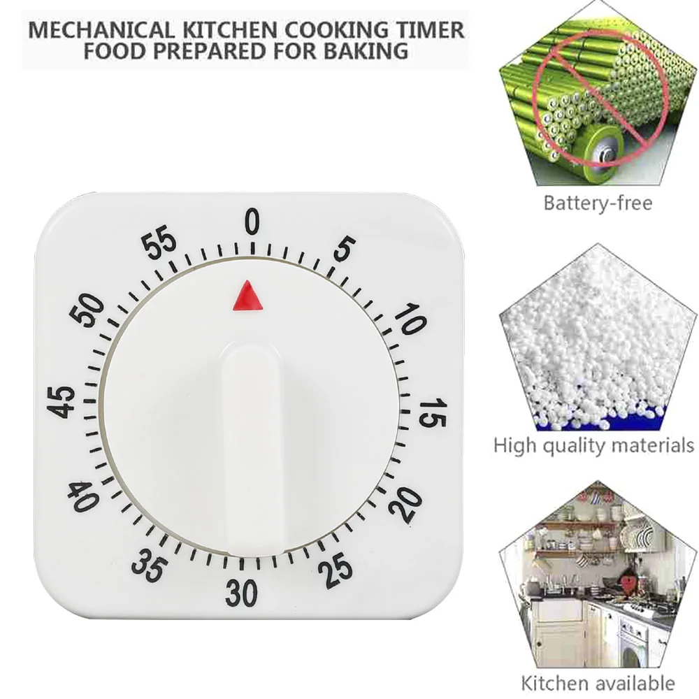 Kitchen Timer Wind up Mechanical Alarm Timer 60 Minutes Stopwatch Visual Countdown Timer Cooking Time Manager Kitchen Gadgets images - 6