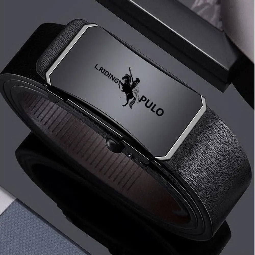 Vintage Luxury Design Business Leather Belt Metal Man Automatic Buckle Belt Waistband