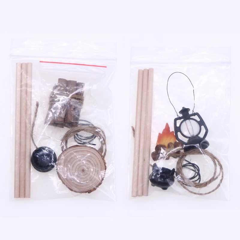 2/4 pezzi campeggio falò scena modello casa delle bambole falò in miniatura ornamento micro giardino decorazione paesaggio accessori