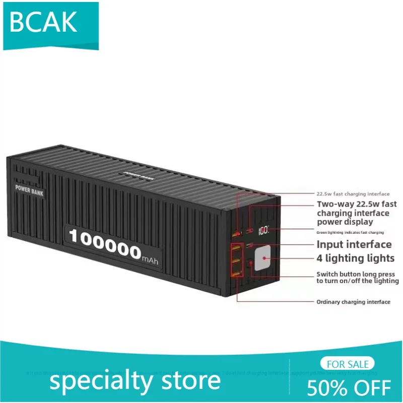 

New BCAK Store Outdoor Large-capacity Power Bank with Cable 66W Fast Charging 100000 MAh Mobile Power Supply