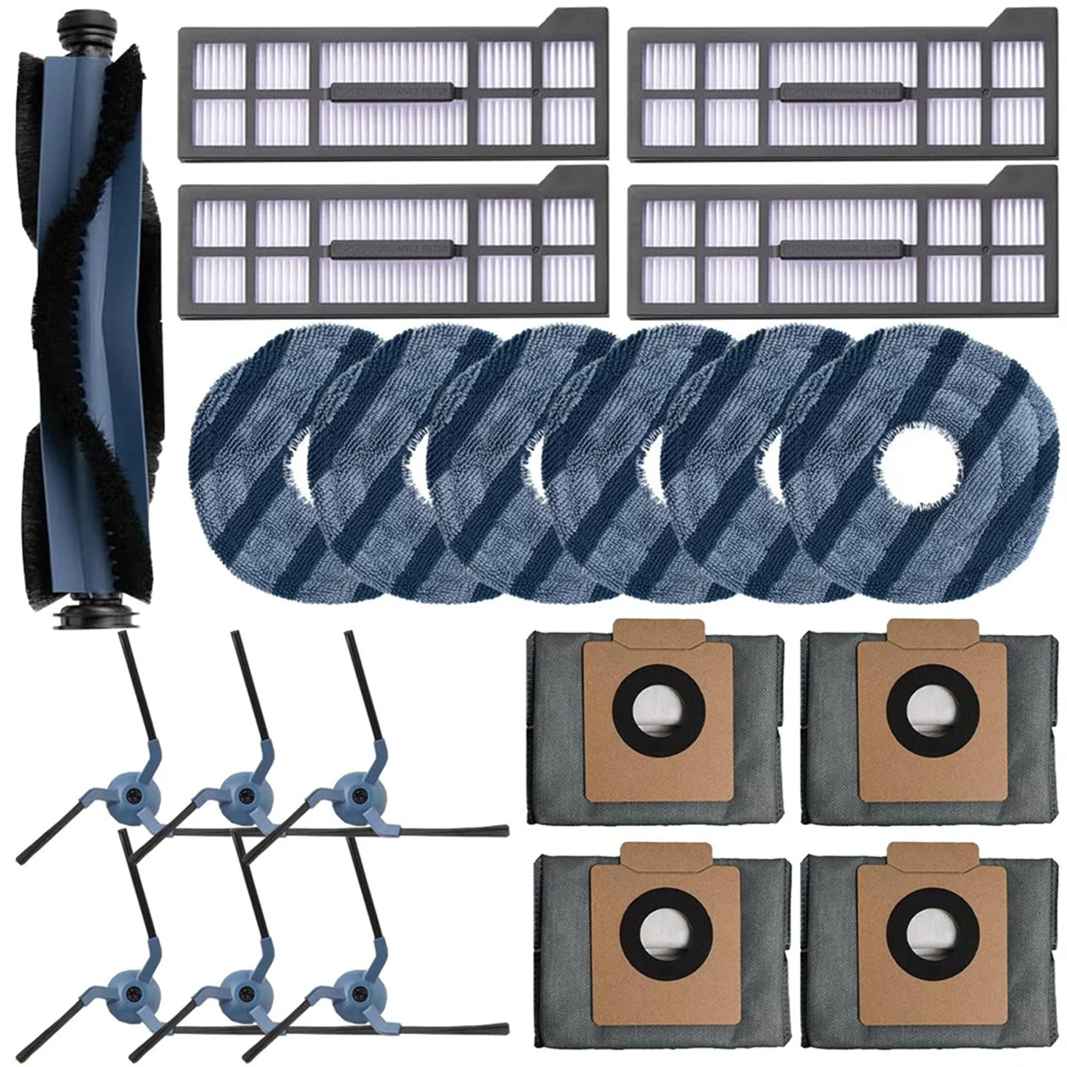 

FNJK-Accessories Kit Compatible for Eufy X10 Pro Omni Robot Vacuum Cleaner Roller Brush,Side Brushes,Filter,Mop Pad,Dust Bags