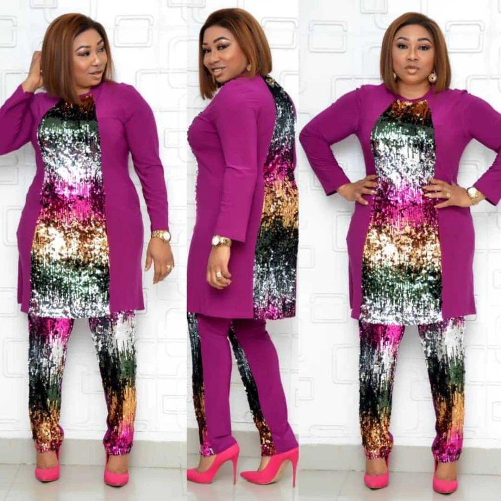 

The New African Women's Trouser Set with High Elasticity and Multi-colored Beads Is Selling Hot ML103Q46