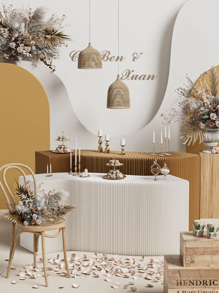 Folding Paper Display Cabinet Stand Paper Display Table Exhibition Product shelves stand wall decoration