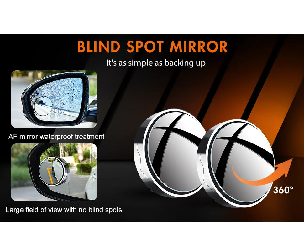 2pc Blind Spot Mirror 360° Suction Cup Car Convex Wide Angle Side Rear View Mirror Reversing Auxiliary Mirror for Cars SUV Truck