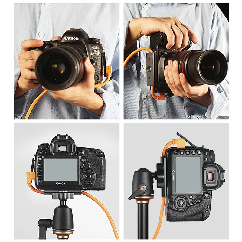 Camera Tether Cable Clamp Block Curve Tether with Arca Quick Release Plate Protector Tools for Camera SLR DSLR Tripod Ball Head