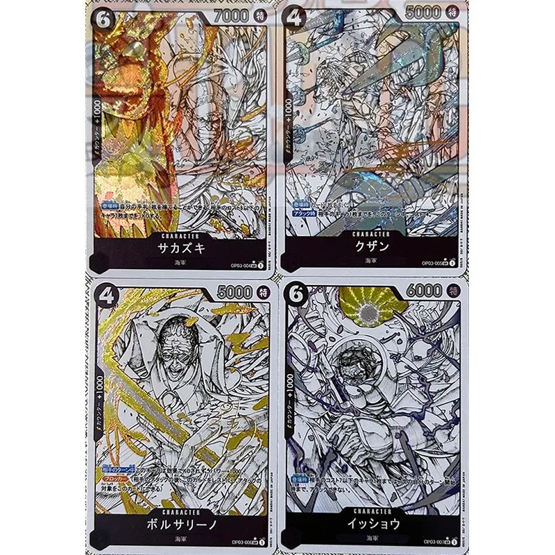 One Piece ACG Laser Flash Monkey D Garp Smoker Brinquedos para Meninos, Anime Cartões Colecionáveis, DIY Presente de Natal, Aniversário, 4 Pcs por Conjunto