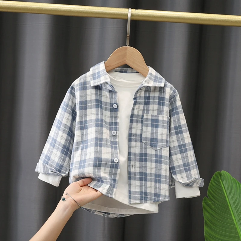 Fashion Children Shirt For Boys Korean Spring Autumn Toddlers Outerwear Cotton Plaid Tops Boy Casual Coat Kids Clothes