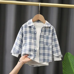 Fashion Children Shirt For Boys Korean Spring Autumn Toddlers Outerwear Cotton Plaid Tops Boy Casual Coat Kids Clothes