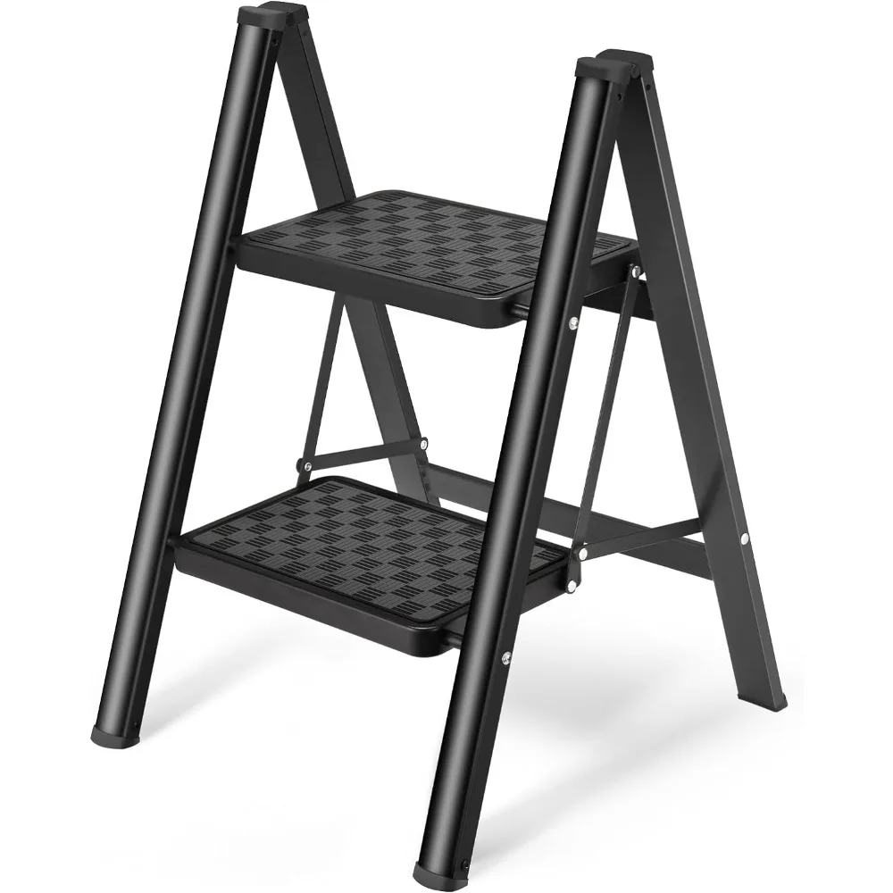 

Ladder 2 Step Folding Stool, 330 Lbs Capacity Small Step Stool for Adults, Closet Step Stool Ladder with Anti-Slip