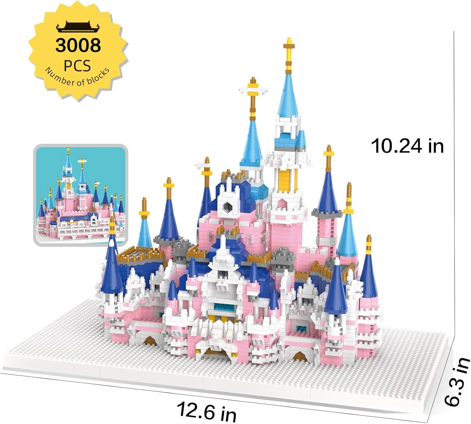 Fantasy Castle Micro Building Blocks - 3008+PCS Mini Bricks z 5 wieżami |   Zestaw szczegółowego modelu architektonicznego