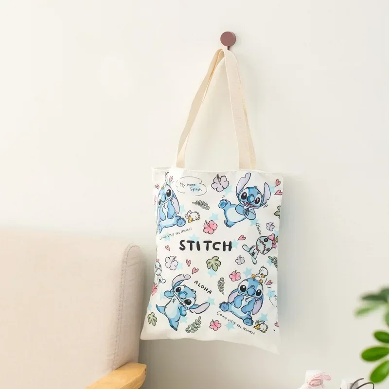 Disney Stitch Cartoon canvas shoulder bag female large-capacity shoulder bag shopping bag fashion handbag