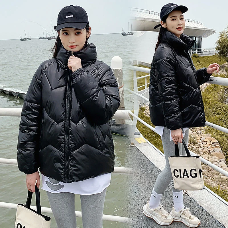 2023 New Women Down Cotton Coat Winter Jacket Short  Overcoat Short  Outwear Warm Stand Collar Padded Jacket