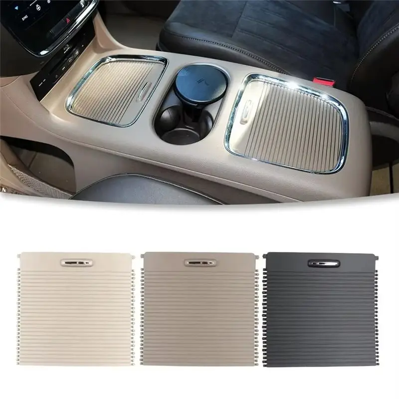 Armrest Box Roller Blinds Storage Box Trim Cover 1PC89BD1AG Center Console For Jeep Grand Voyager Grand Voyager Black-N