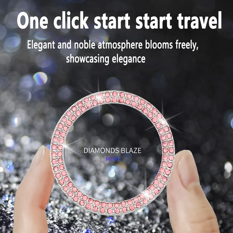 Decoration Ring Diamond Rhinestone Car Decor One Click Start Button Engine Start Stop Switch Button Cover