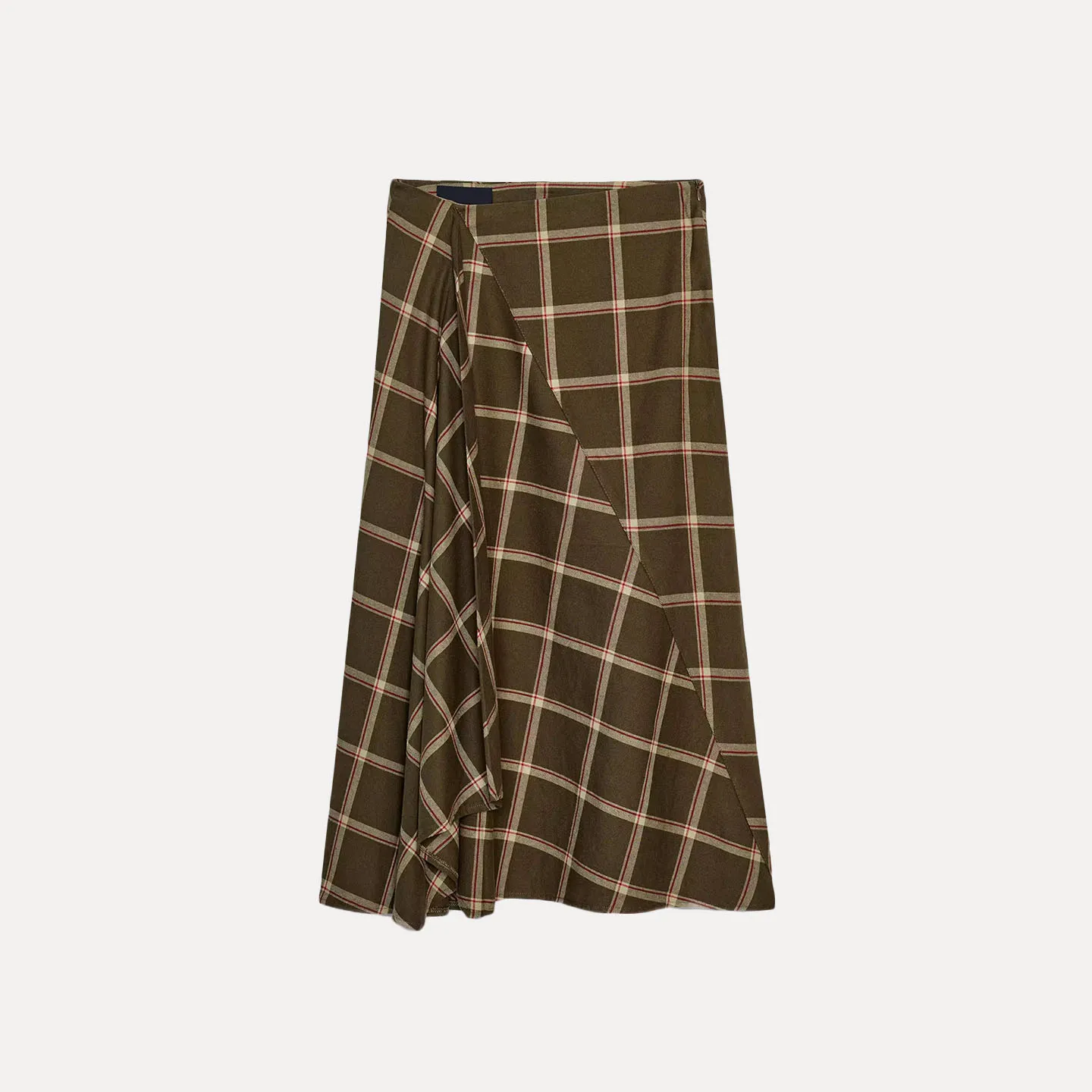 Low Waist Midi Skirt Women's Faion Decorative Plaid Layered Design Winter 2025 New Arrival A-Line ape Office Chic