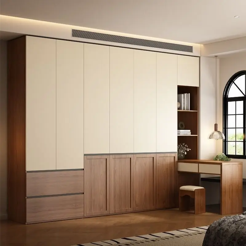 Medieval segmented solid wood wardrobe one door to the top free handle modern simple desk integrated granular board large