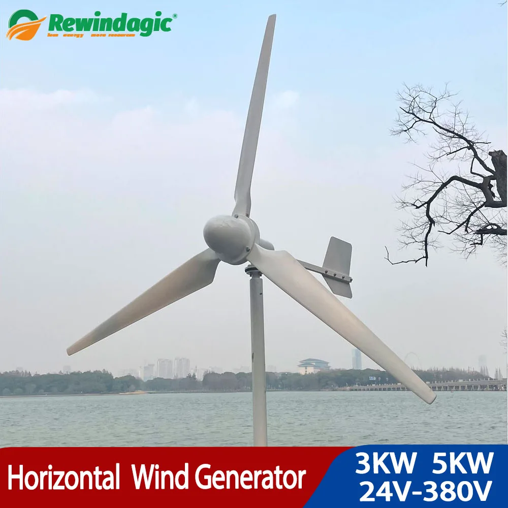 Turbina Eólica Horizontal Moinho de Vento 48v 120v 240v Gerador de Vento Magnent Permanente 3kw 5kw Energia Livre 3000w 5000w 220v