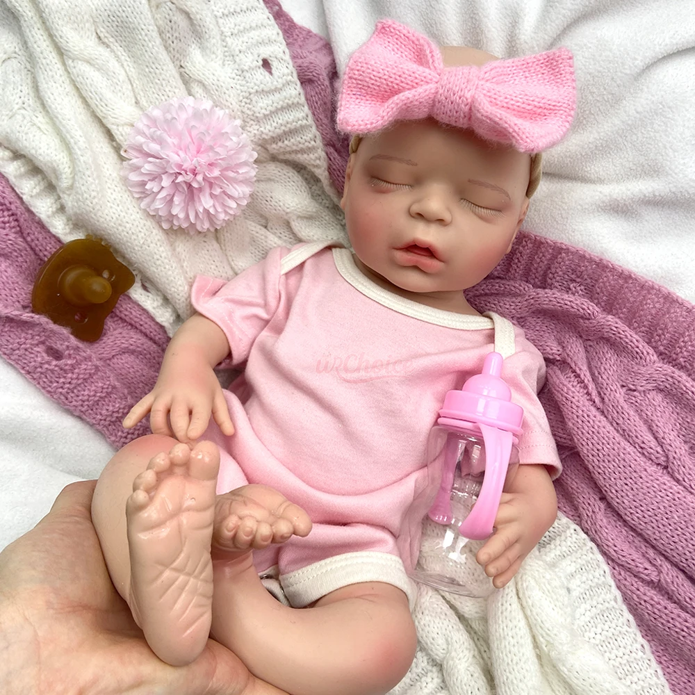 

Реалистичная силиконовая кукла-реборн 45 см с открытым ртом, девочка, ручная работа, 3D-оттенок кожи, новорожденная, для подарка пожилым людям