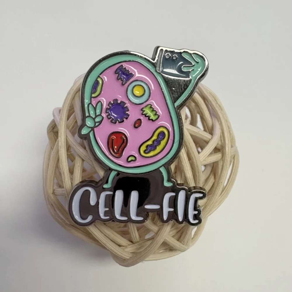 Funny Cellfie Biology Bacteria Enamel Brooch Badge Selfie Lapel Backpack Pin for Nerds Classmate Teacher Biologist science Gift