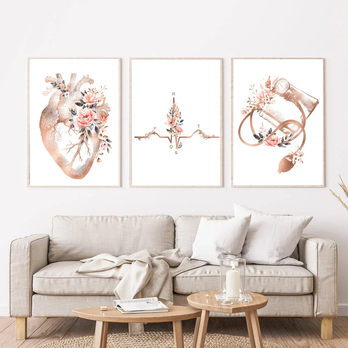 Heart Anatomy Blood Pressure EKG Doctor Nurse Wall Art Aesthetics Print Canvas Painting Posters for Living Room Home Decor