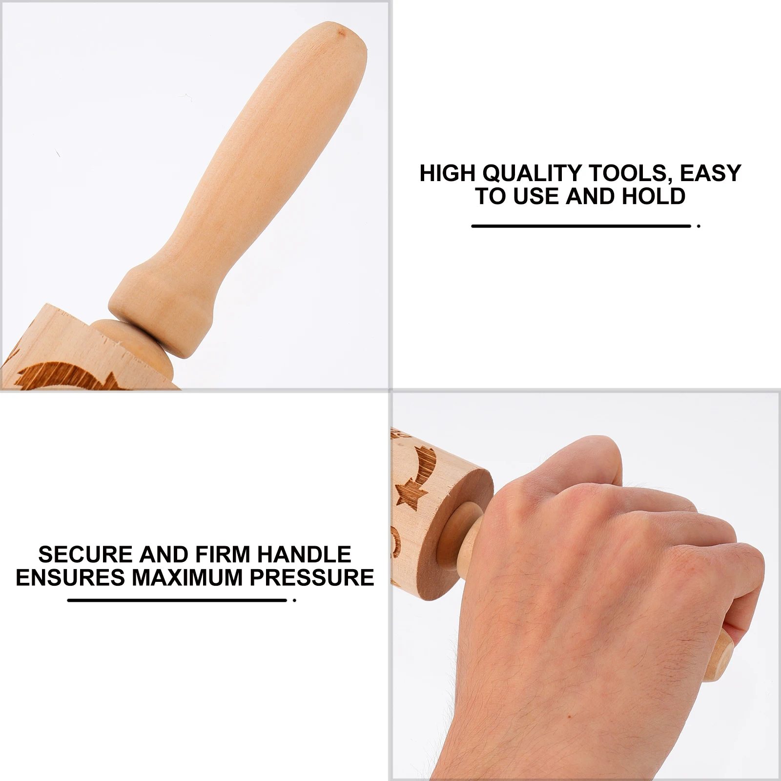 

1pc Wooden Rolling Pin for Baking Pastry Dough Roller Boxwood Kitchen Supplies Premium Material Eco Friendly Christmas