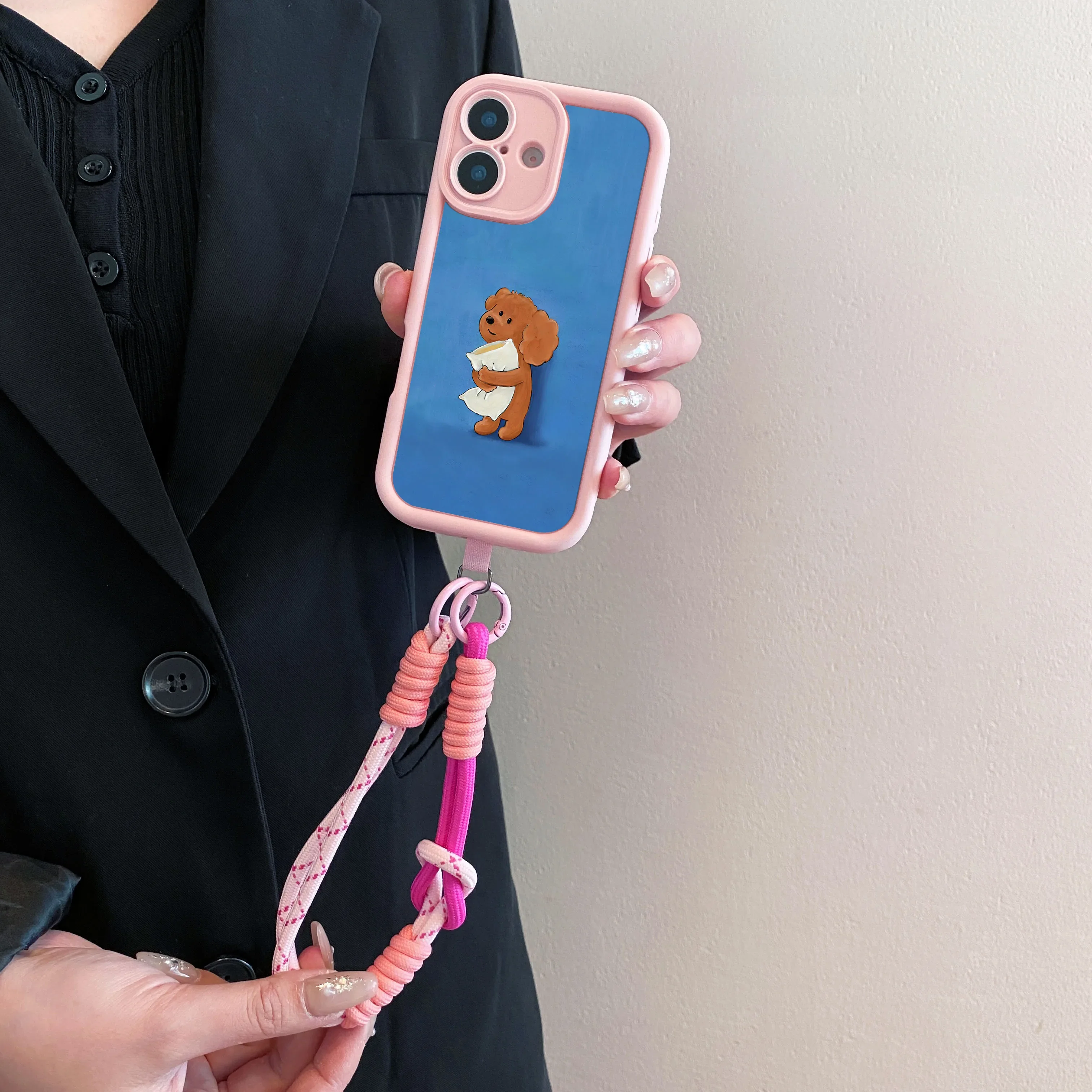 Cxd5Cute Dog Custodia con cordino a tracolla per Xiaomi Poco F7 X7 M7 X6 F6 M6 F5 X5 X3 M3 Pro C55 C65 C75 C71 Collana con cinturino Copertura del telefono