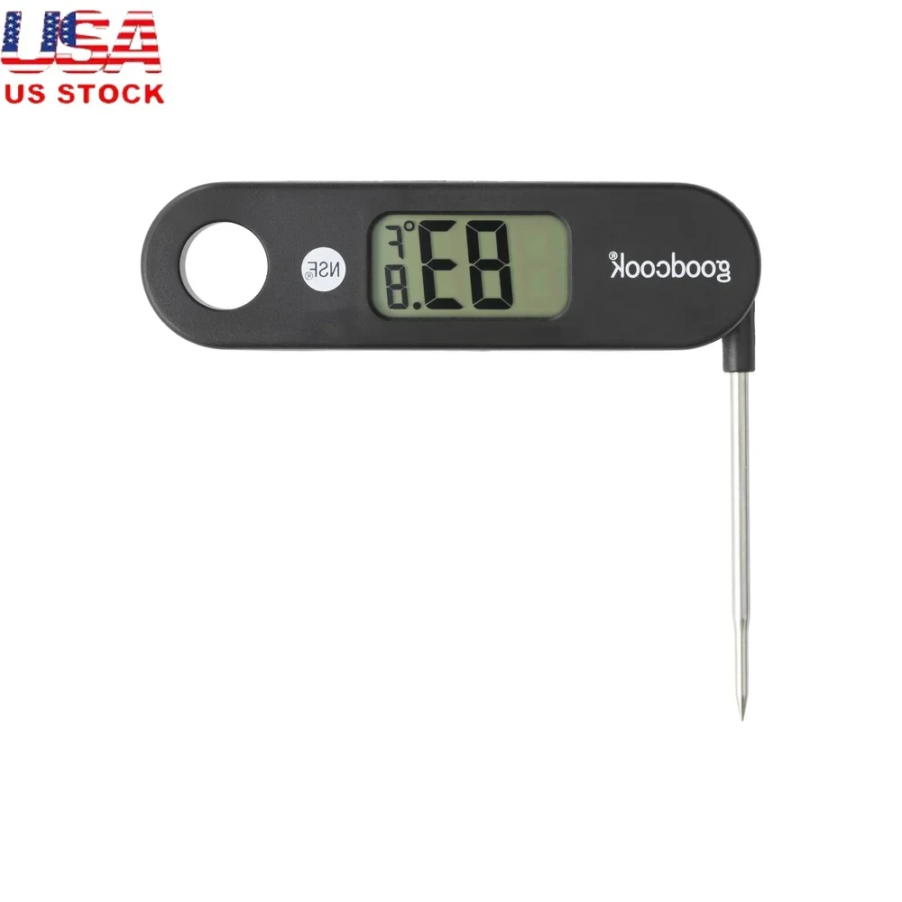 NSF-zertifiziertes, zusammenklappbares digitales Fleischthermometer, sofort ablesbar, genauer Temperaturbereich -40 bis 250 °C, großes LCD-Display, langlebig