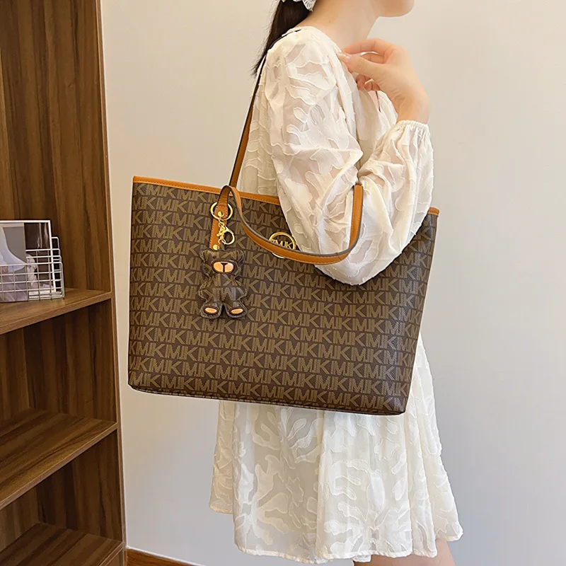 

Large capacity handbag with vintage print tote bag - versatile women's shoulder bag