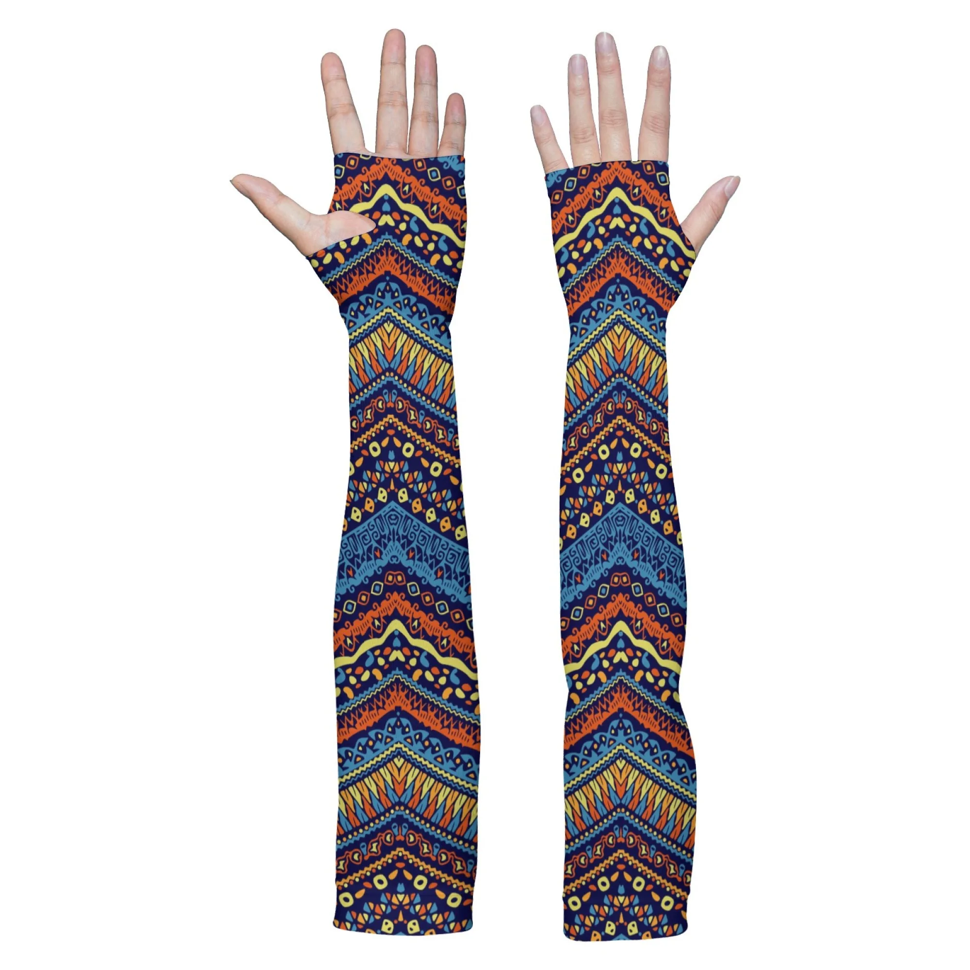 

Retro Geometric Style Arm Sleeves Unisex Outdoor Sports Gardening UV Protection Cover Breathable Non-slip Elbow Pads Sleeves