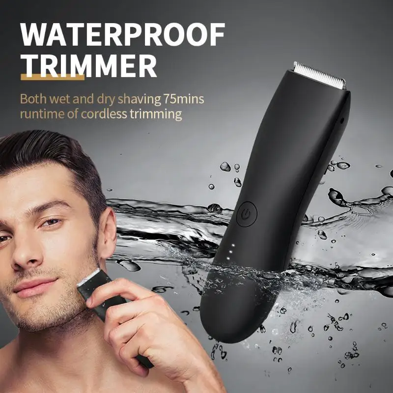 Cordless Waterproof Electric Body Hair Trimmer with Rechargeable Base Adjustable Combs for Hassle-free Home Grooming