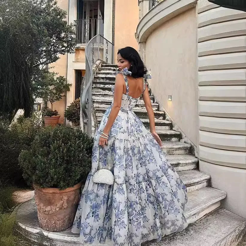 Pleated 3d Effect Gown Off Shoulder Elegant with No Sleeves Pleated Dress Long Dress Collarless Elegant Style Spring for Women