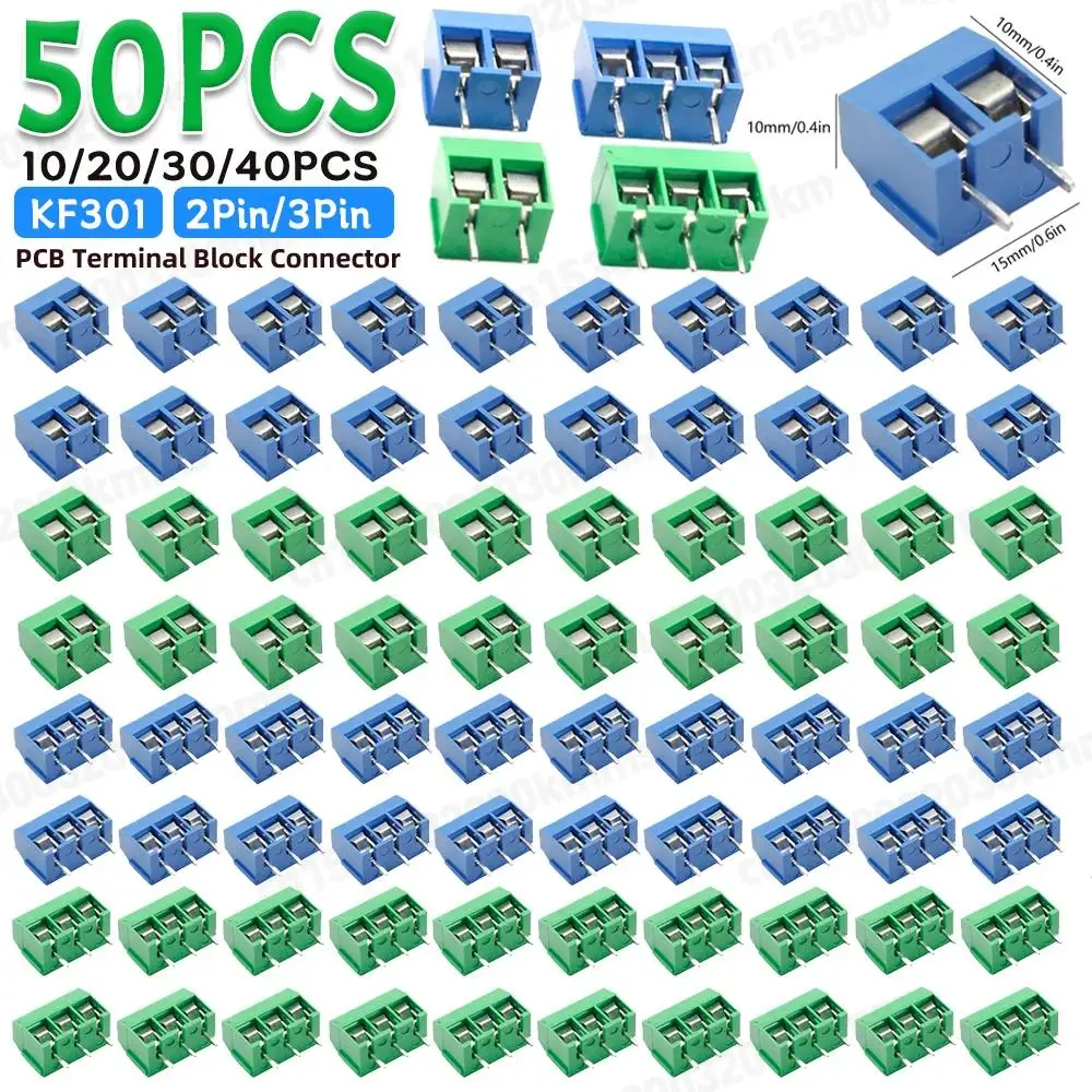 10-50Pcs PCB Mount Screw Terminal Block Connector Straight Pin KF301-2P/3P/4P 5.0-2P/3P/4P 5.08mm Terminals/Block for Arduino
