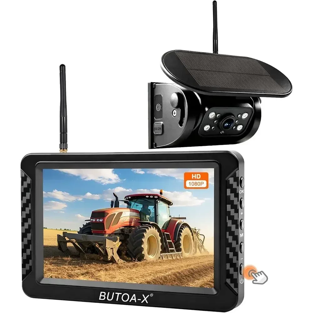 Caméra de recul solaire magnétique sans fil X5 avec moniteur HD 5 pouces, installation rapide en 1 minute pour camping-car, camion, remorque, portée du signal 320 pieds, 15000 m