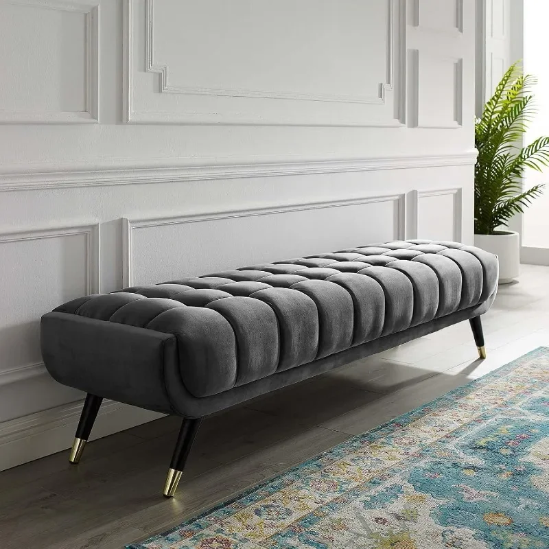 

Adept Mid-Century Modern Velvet Upholstered Tufted Accent Bench