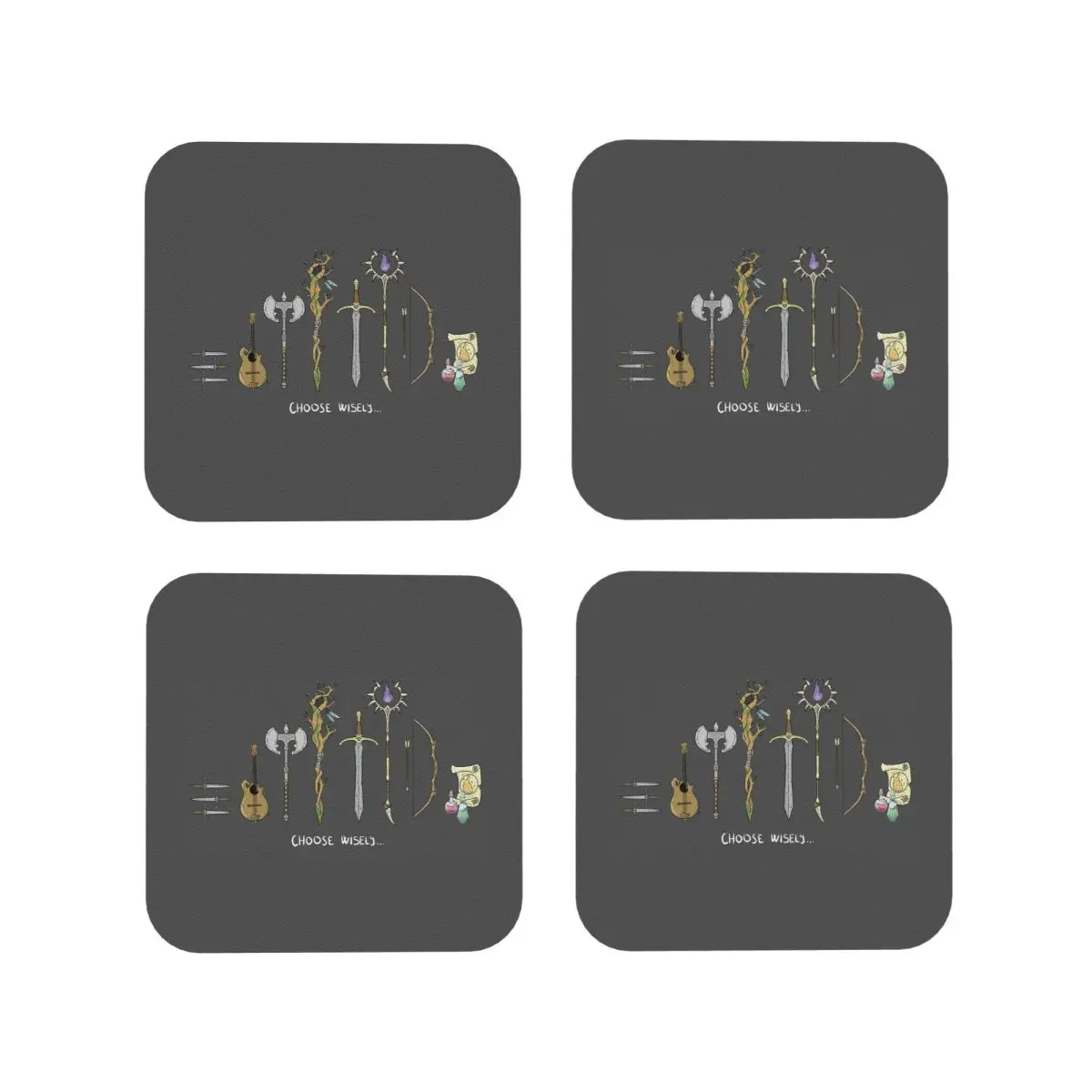 

Chose Wisely, DnD Classes Option Coasters Kitchen Placemats Waterproof Insulation Cup Coffee Mats Tableware Pads Set of 4