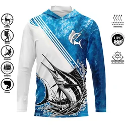 Fishing Shirts Hooded Shirt Uv Protection Man Outdoor Fashion Print Moisture Wicking Fishing Apparel Tops