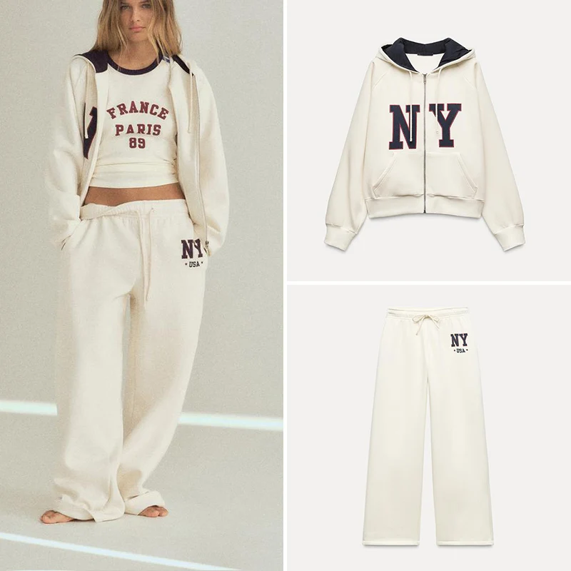 

Z женские зимние брюки Fce с капюшоном Jaet ort Верхняя одежда с принтом для колледжа Long Sve на молнии Повседневная спортивная одежда