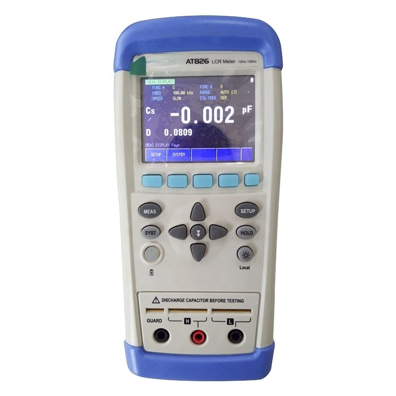 Handheld Portable 100kHz Digital LCR Tester Meters Capacitance Data Logger AT826