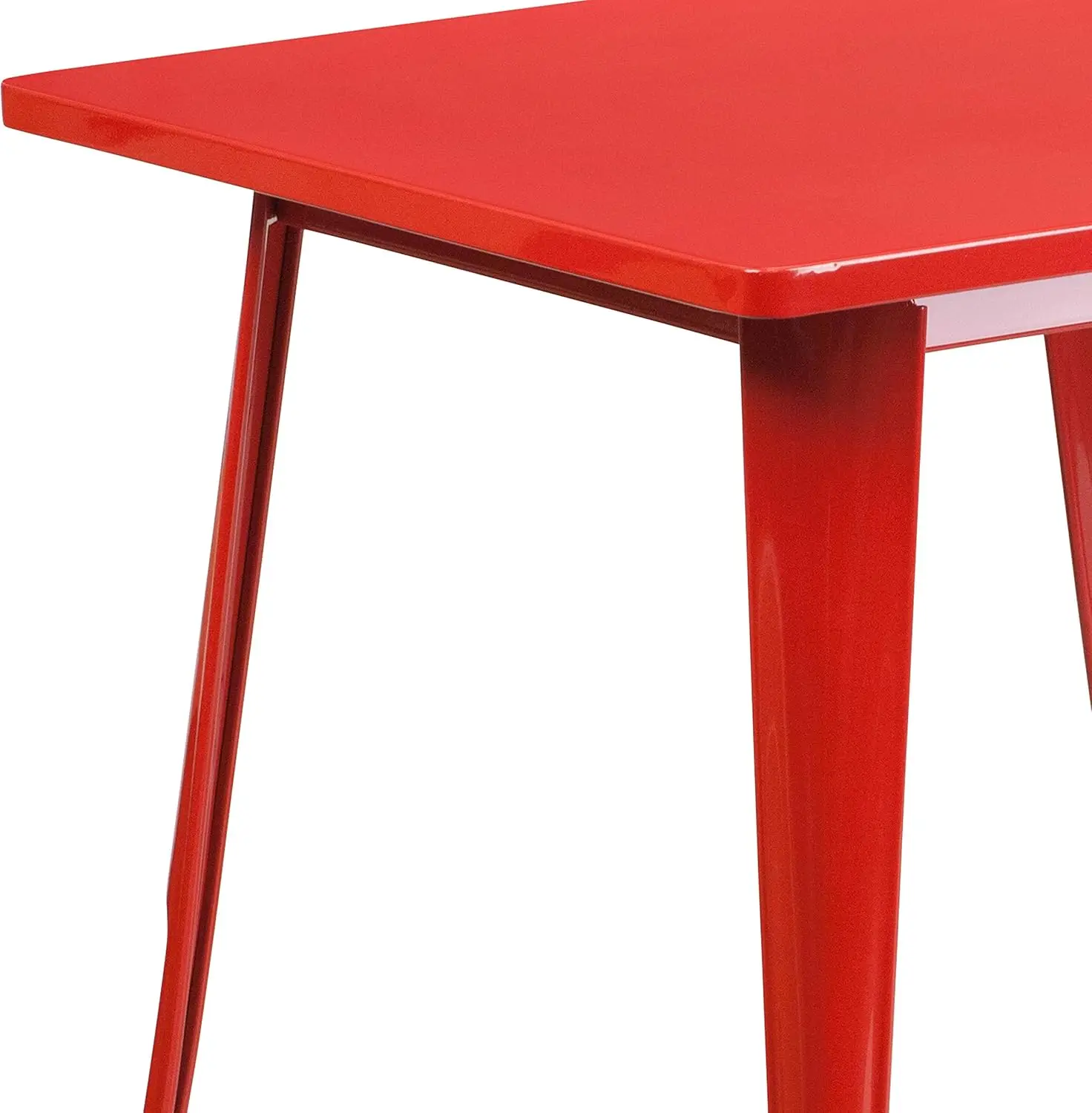 OLIVER Commercial Grade 31.5" Square Red Metal Indoor-Outdoor Table