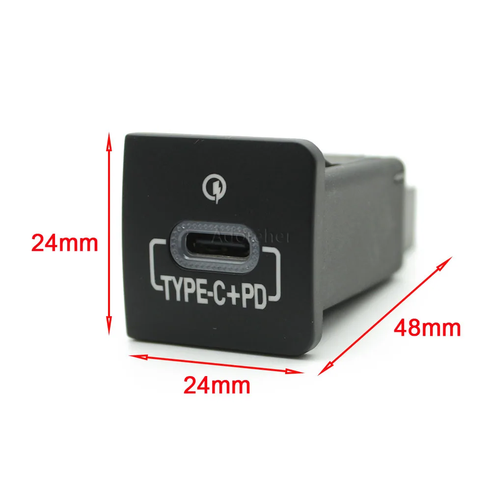 Red LED Car Charger Type C PD Quick Charge Auto Phone Charging Adapter Button Fit For VW Golf 6 Jetta 5 MK5 view 2