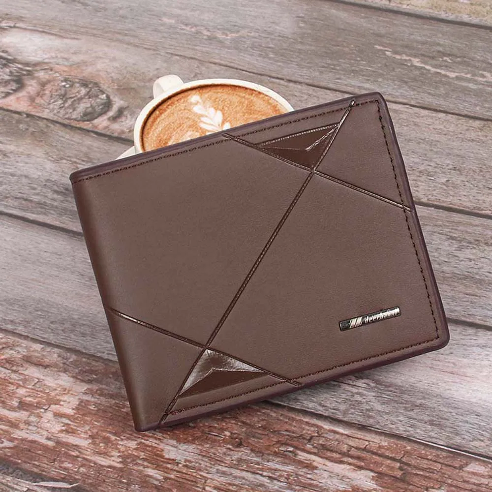 

PU Leather Men Wallet ID Card Cover Black Coffee Business Card Holder 3 Folds Thin Short Coin Purse Office Business