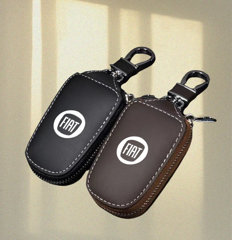 

Leather Keychain Car Key Bag Multi Function Key Case for Fiat 500L 500X Aegea Tipo Fiorino Qubo Toro Car Key Bag Accessories