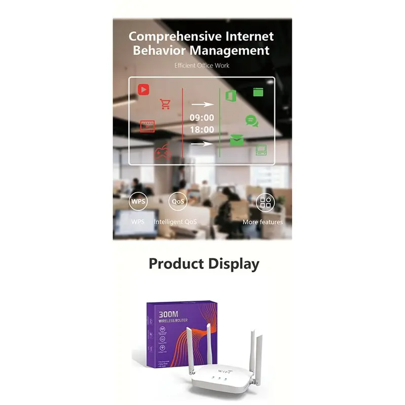 Stylish-Wireless Home Router Wifi4 Router 300Mbps Wifi Router WAN LAN Wireless Modem Supports IEEE 802.11A/B/G/N
