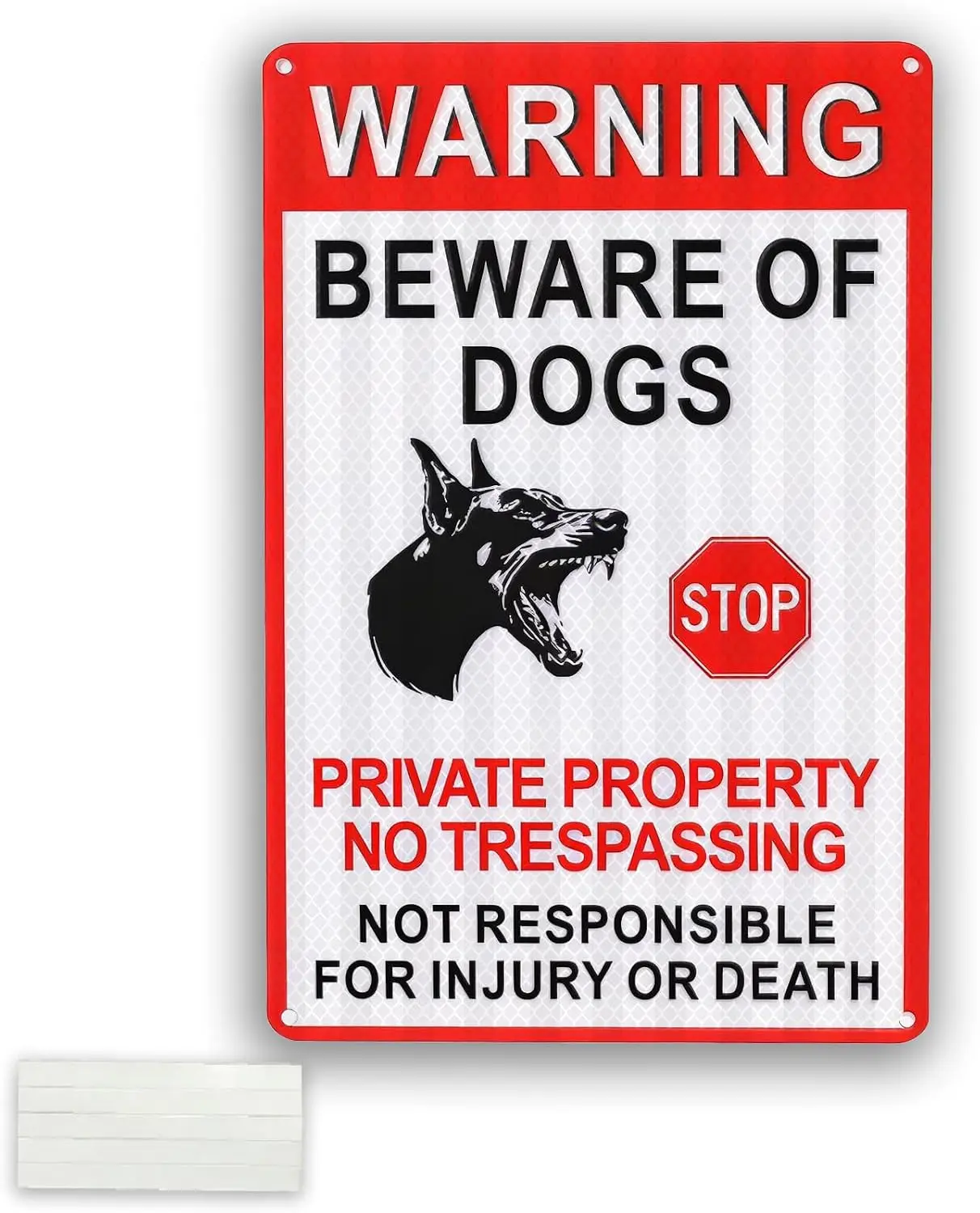 Beware of Dog Signs for Fence,   Rustproof Aluminum Metal Sign | Reflective, Weather Resistant, Not Responsible For Injury Or De