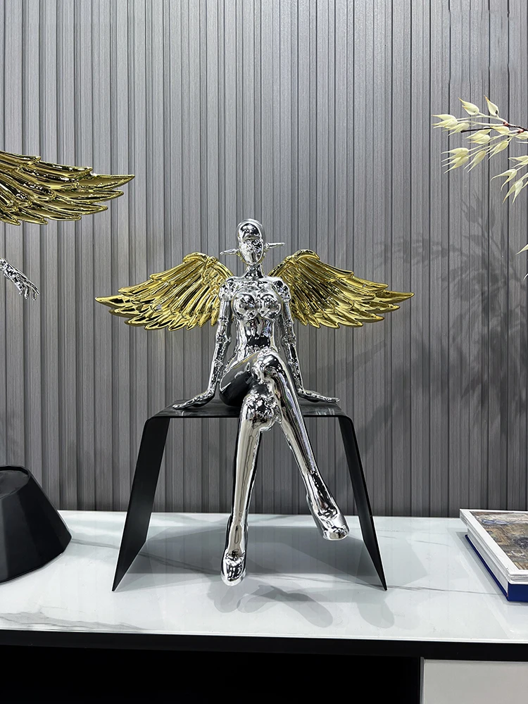 Electroplating Machinery Angel Goddess Figure Statue, Luxury Sculpture Decoration, Desktop Decorations, Home Decor, Customized