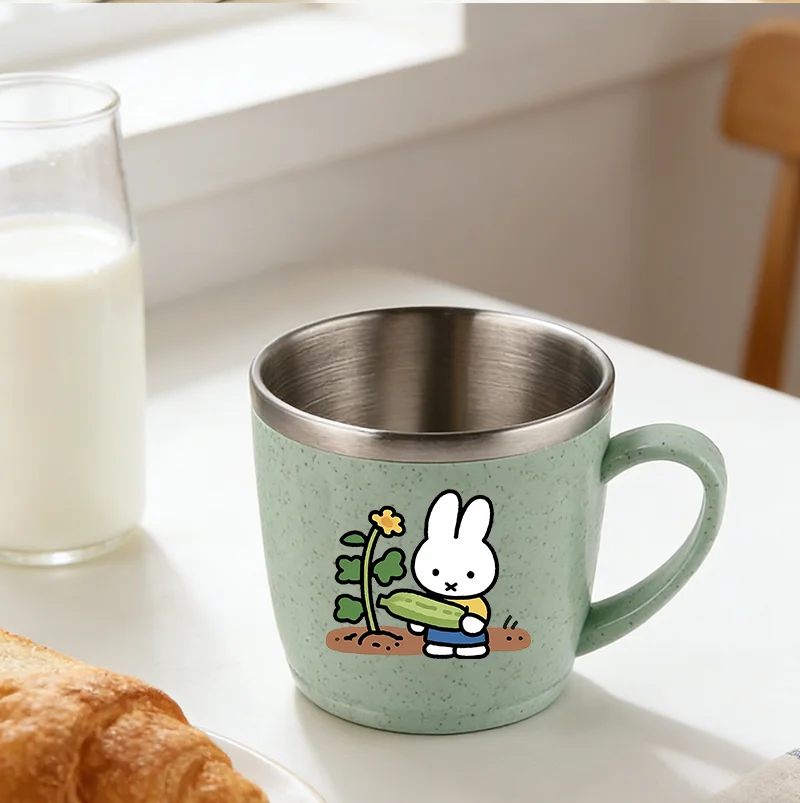 Miffys Woman Water Cup Children Double Layer Anti Scalding Milk Cups Stainless Steel Cups Cartoon Water Cup Girl Kawaii Mug Gift