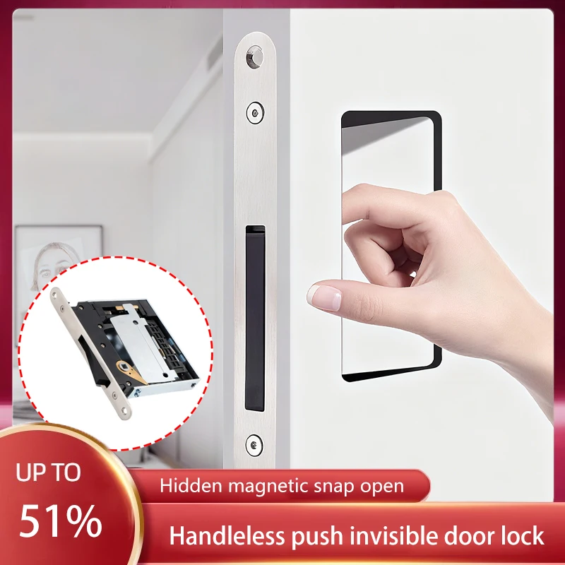 

Modern Handleless Invisible Door Lock Magnetic Touch Push Open Silent Self-Locking Mechanism For Hidden Interior Doors